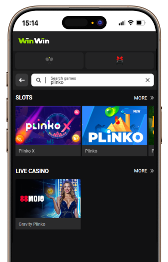 Searching for Plinko game in search bar